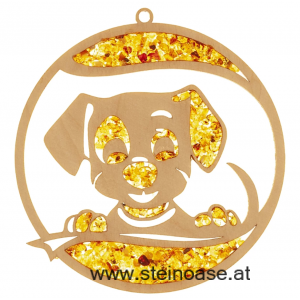 Fensterbild Suncatcher Bernstein - HUND Ø 11cm